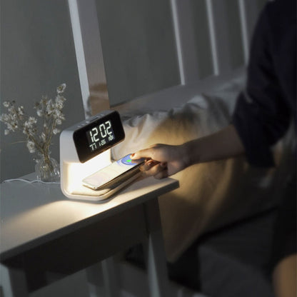 Compact Bedside Table Lamp with USB Charger and Clock