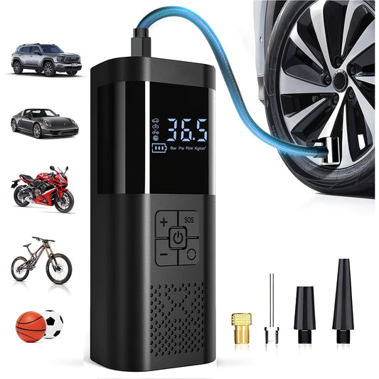 Compact Rechargeable Tire Air Compressor with LED - Luxicro