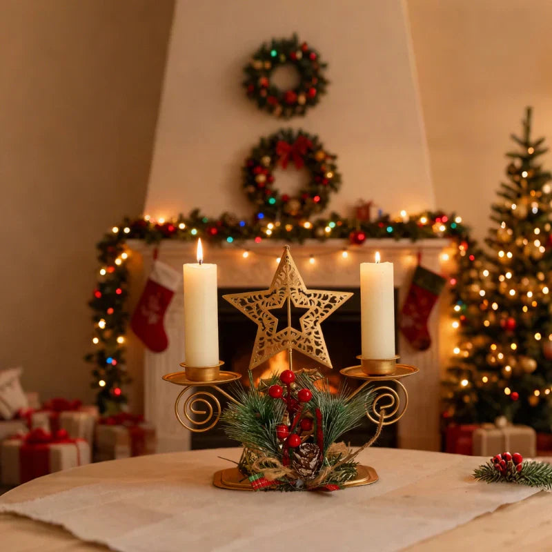 Warm Festive Metal Candle Holder
