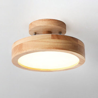 Contemporary Wooden Semi-Flush Ceiling Lamp