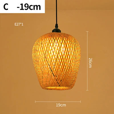 Rustic Woven Bamboo Hanging Light