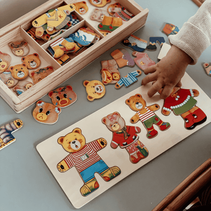 Colorful Wood Bear Jigsaw Puzzle Toy