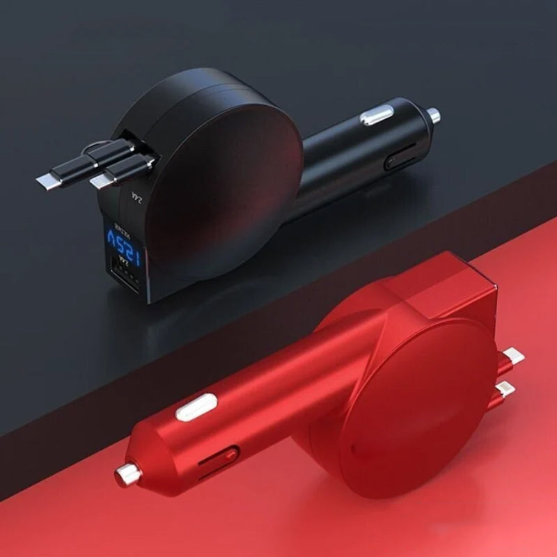 Compact 3-in-1 Quick Car Phone Charger