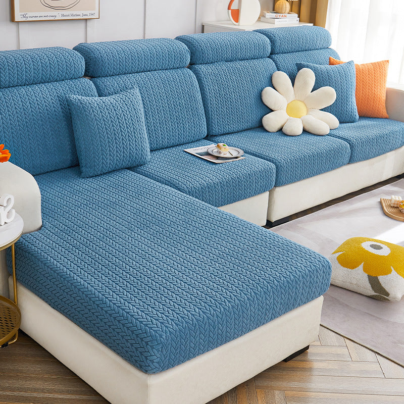 Soft Tan Plush Sectional Pet Sofa Cover