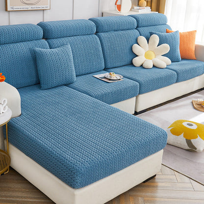 Soft Tan Plush Sectional Pet Sofa Cover