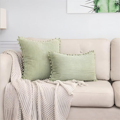 Soft Textured Ball Tassel Pillow Cover