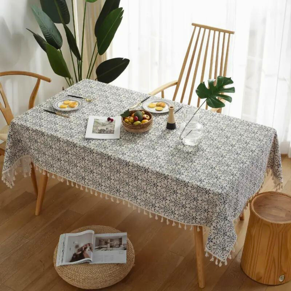 Rustic Floral Printed Table Cover