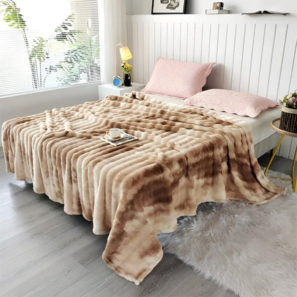 Colorful Swirl Faux Fur Throw Blanket
