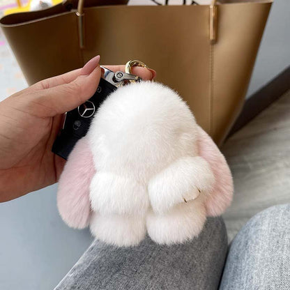 Cute Bunny Pom Pom Keychain Set