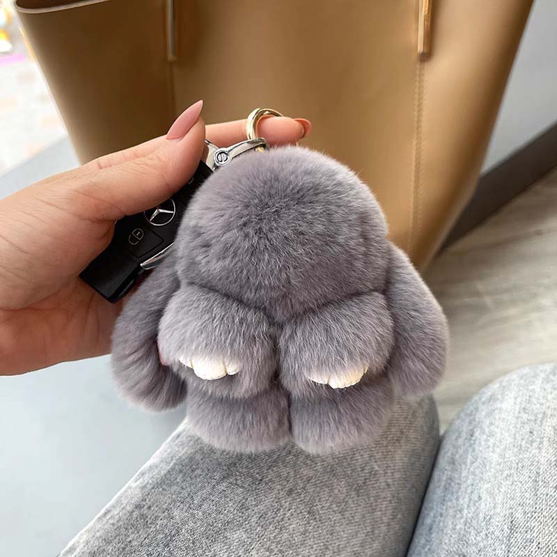 Cute Bunny Pom Pom Keychain Set