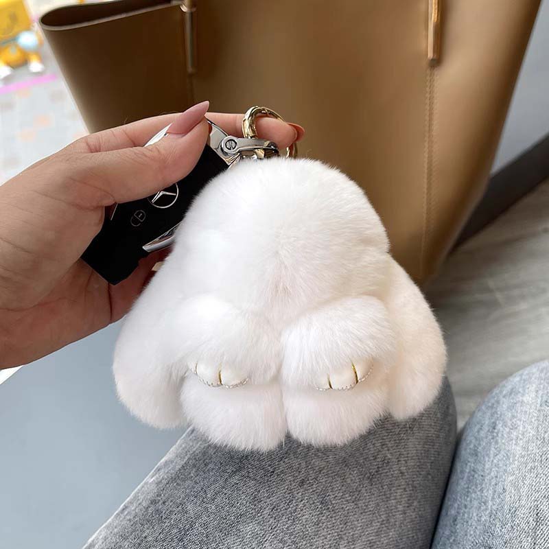 Cute Bunny Pom Pom Keychain Set - Luxicro