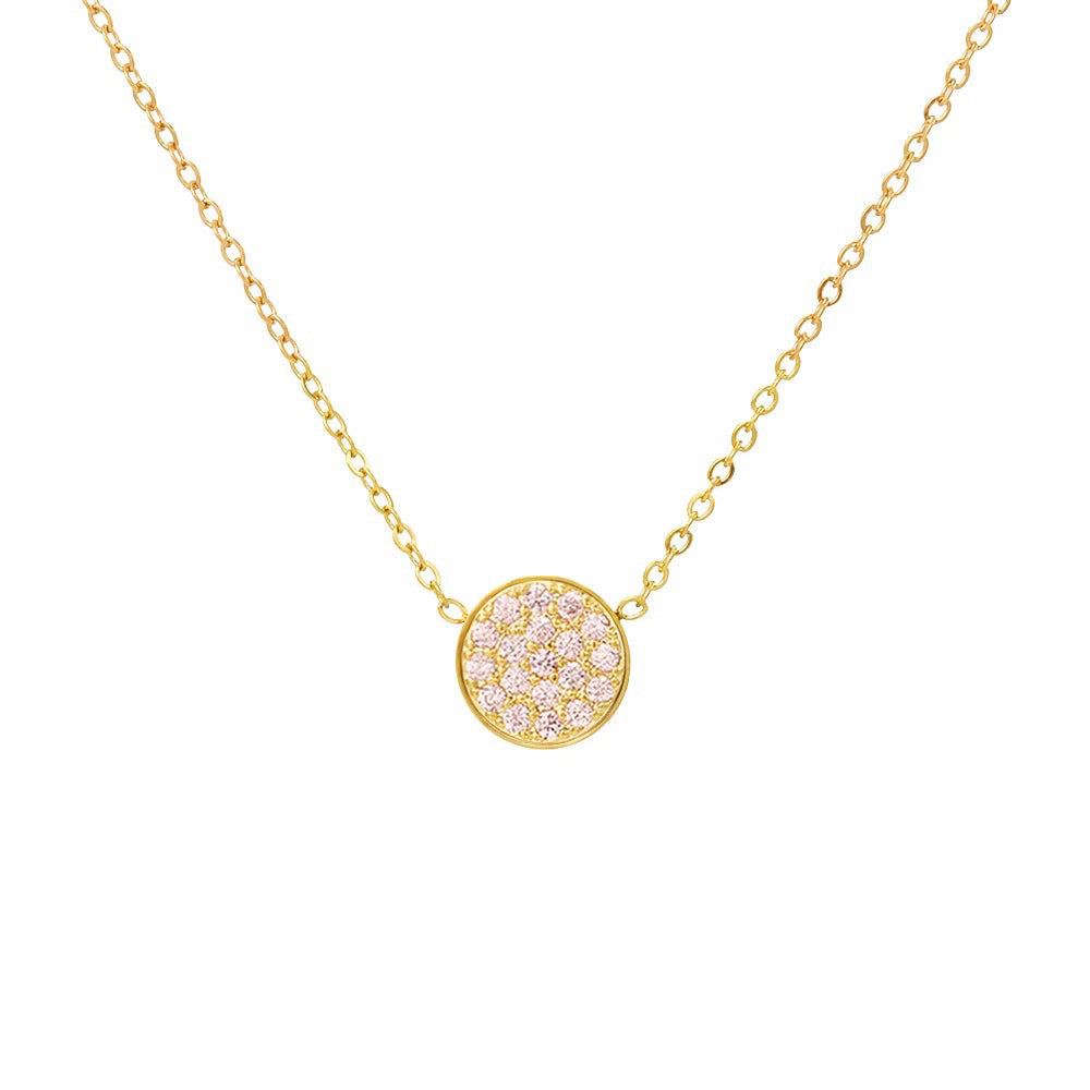 Sparkling Birthstone Circle Pendant Necklace