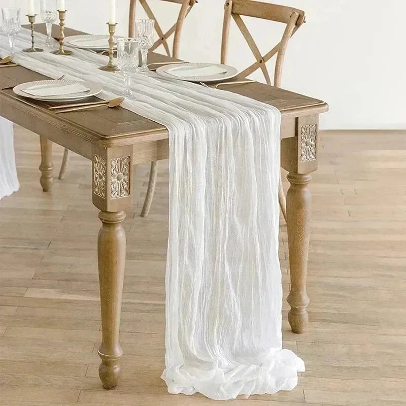 Simple Sheer Table Runner in Cream White - Luxicro
