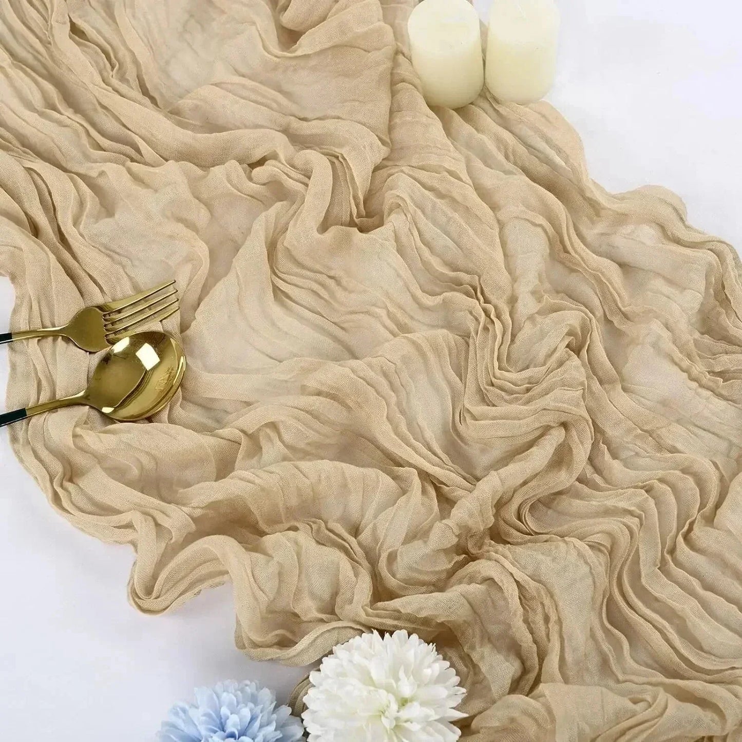 Simple Sheer Table Runner in Cream White