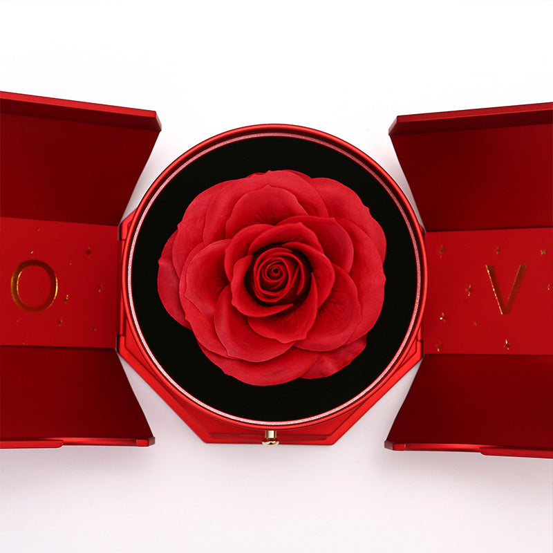 Beautiful Rose Wooden Box with 14k Gold Pendant Necklace