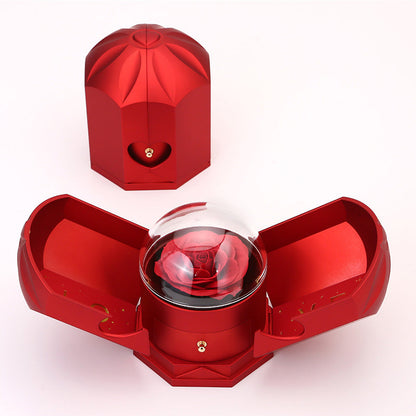 Beautiful Rose Wooden Box with 14k Gold Pendant Necklace
