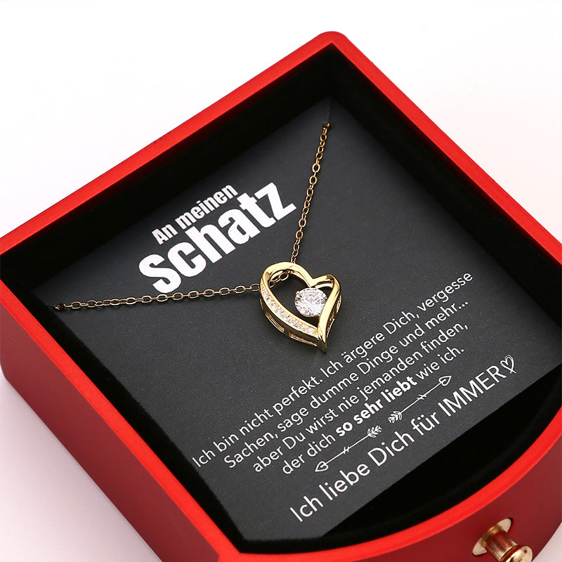 Beautiful Rose Wooden Box with 14k Gold Pendant Necklace
