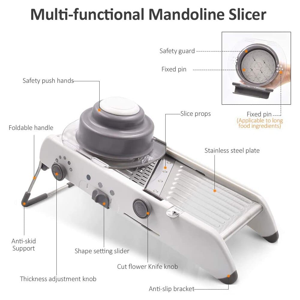 Easy Slice Mandoline Slicer - Adjustable Sharp Steel Blades