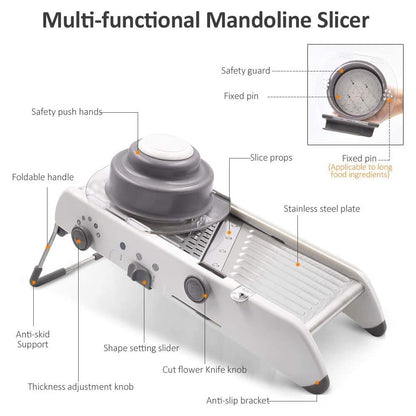 Easy Slice Mandoline Slicer - Adjustable Sharp Steel Blades