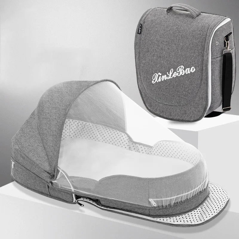 Portable Baby Travel Cot with Net and Carry Bag