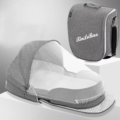 Compact Infant Travel Cot with Roof and Carry Case