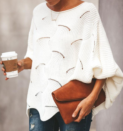 Cozy Large Women's Cotton Knit Sweater - Luxicro