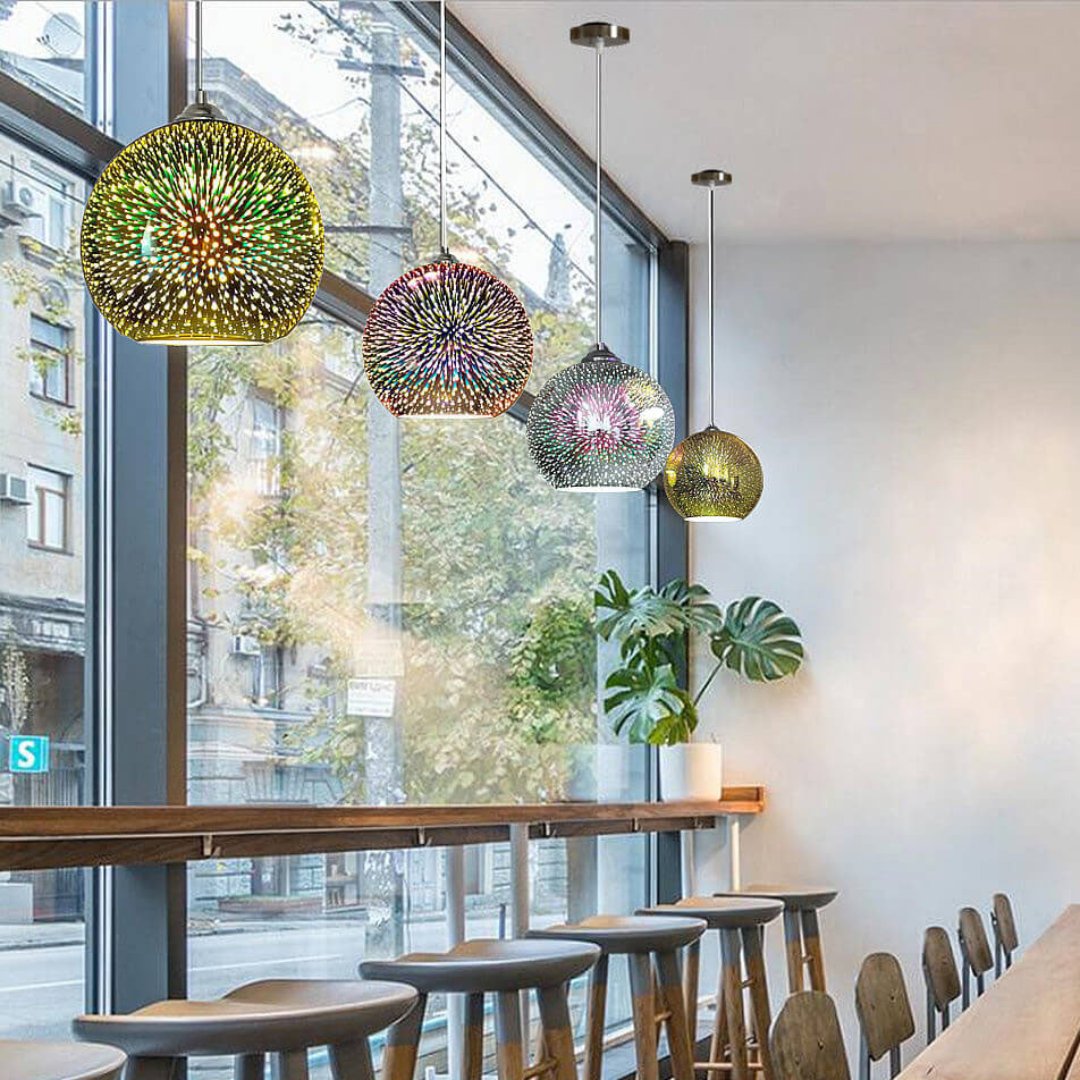 Beautiful Colored Glass Hanging Light Fixture