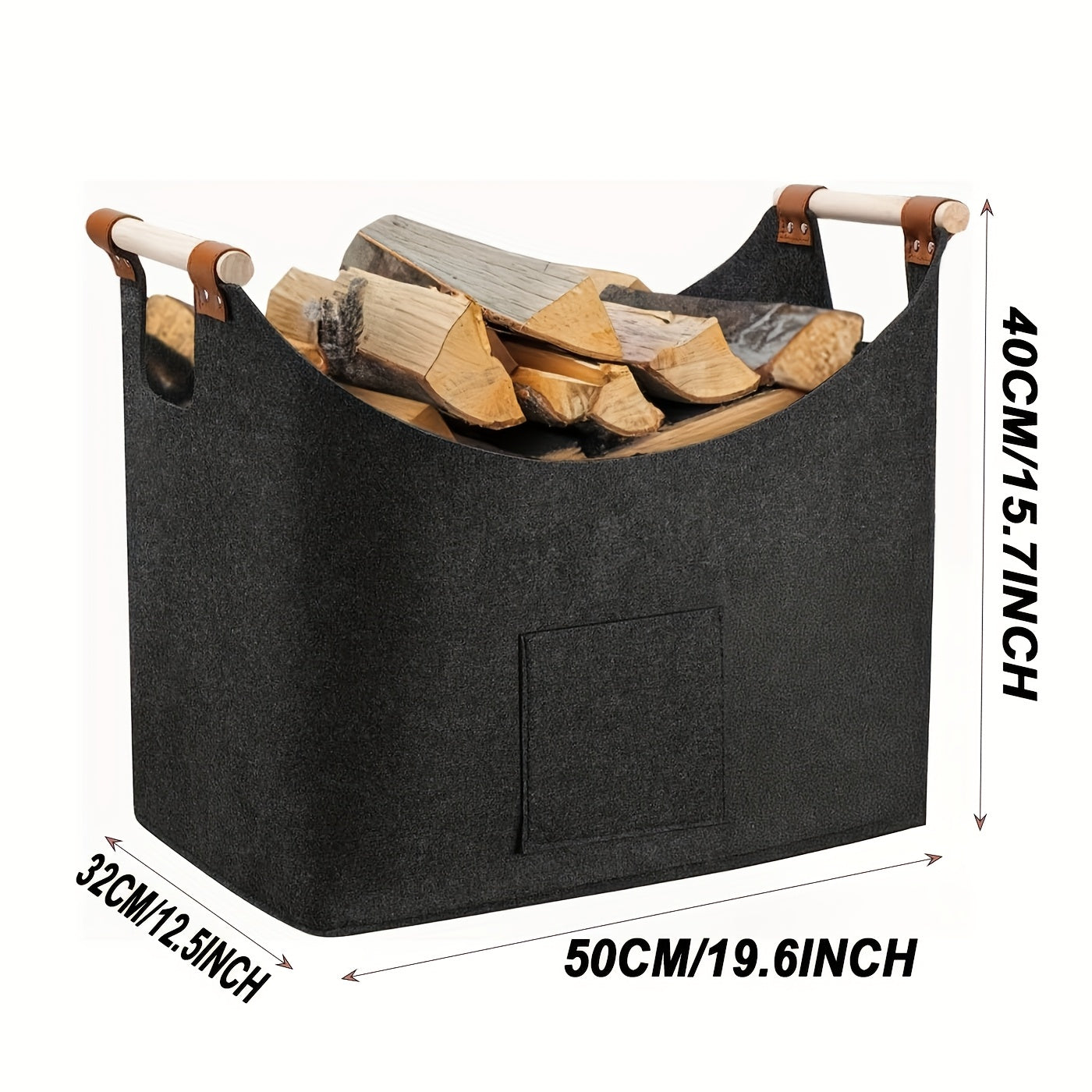 Large Folding Storage Basket with Wood Handles