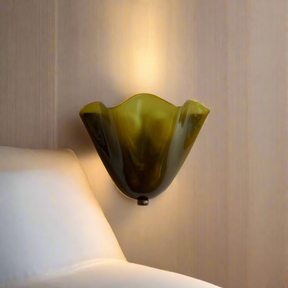 Vintage Glass Wall Lamp with Floral Shade