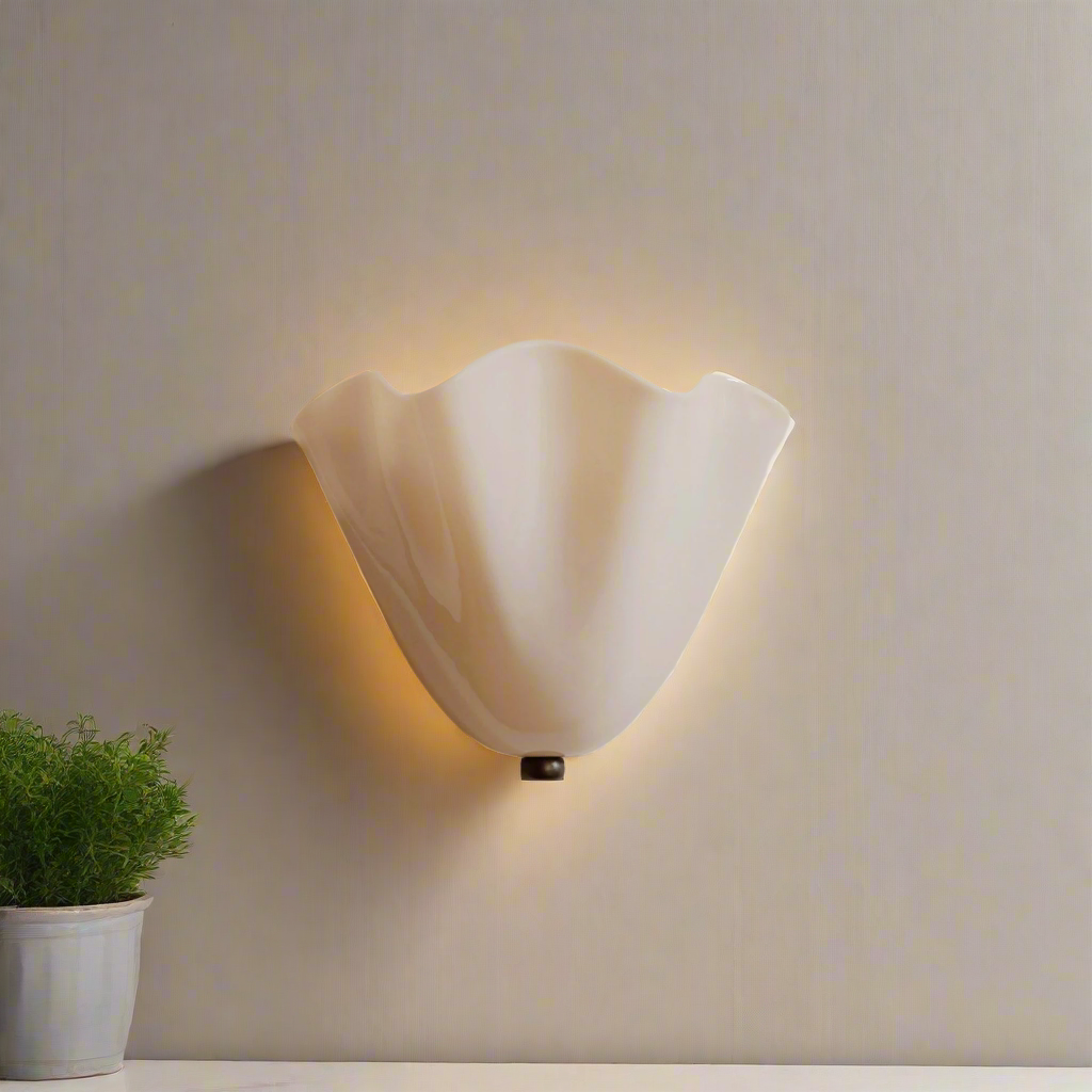 Vintage Glass Wall Lamp with Floral Shade
