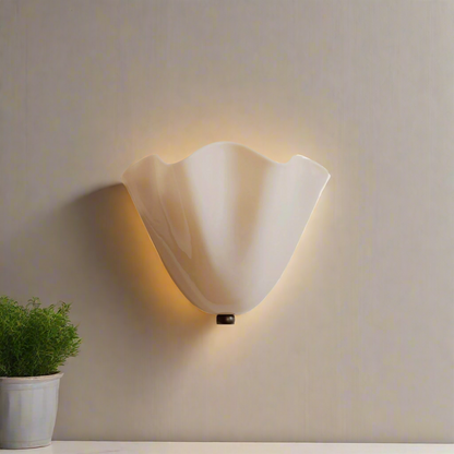 Vintage Glass Wall Lamp with Floral Shade