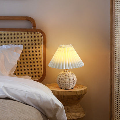 Warm Glow Table Lamp with Fabric Shade
