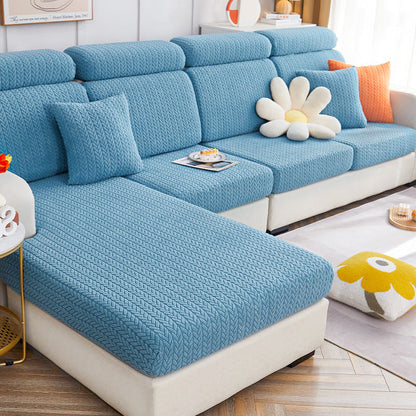 Soft Tan Plush Sectional Pet Sofa Cover