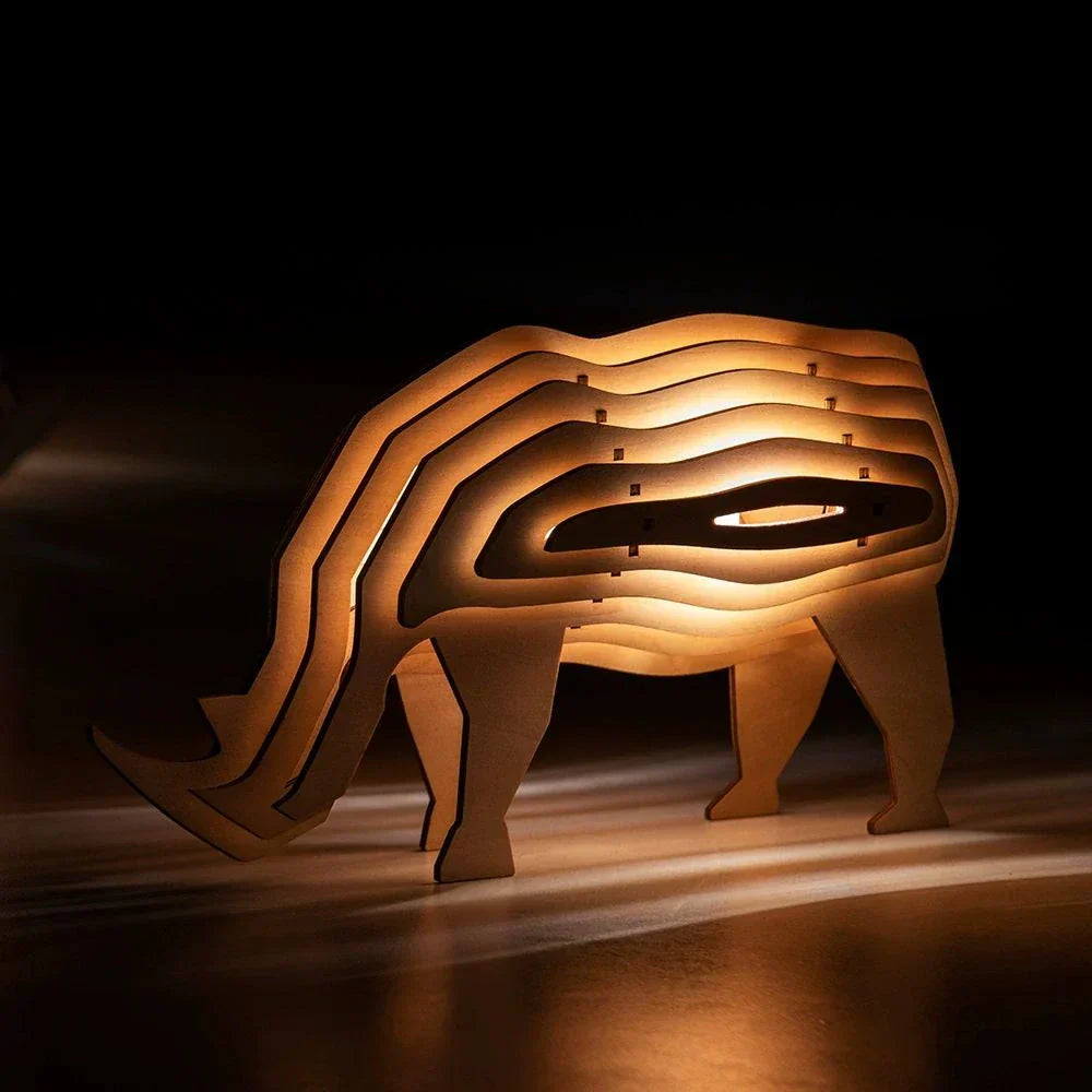 Rustic Wood Animal Desk Light
