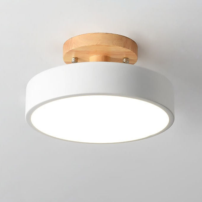 Contemporary Wooden Semi-Flush Ceiling Lamp