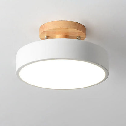 Contemporary Wooden Semi-Flush Ceiling Lamp