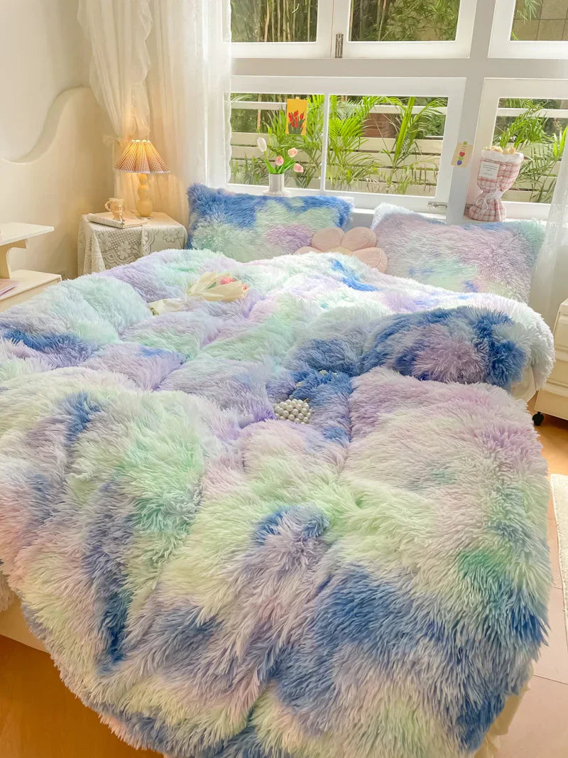 Pastel Colored Plush Duvet Cover