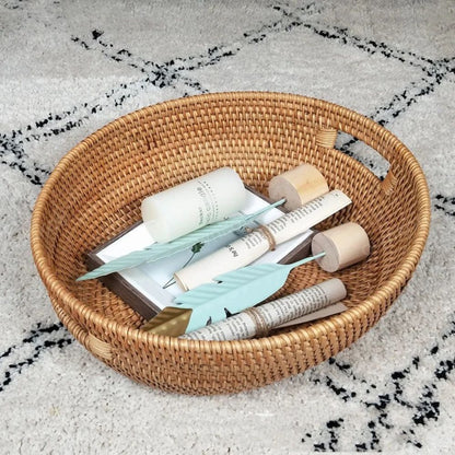 Handwoven Natural Rattan Serving Tray