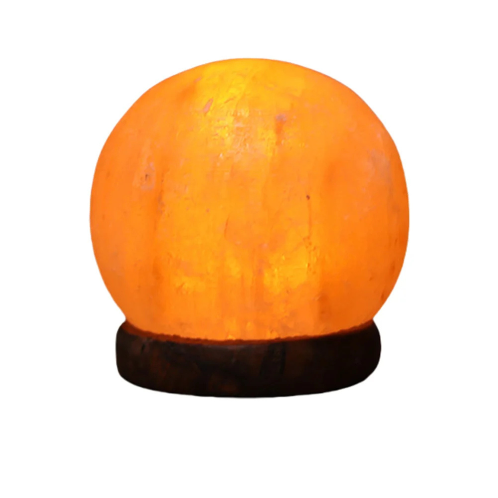 Natural Salt Crystal Table Lamp with Wood Base