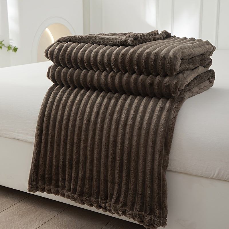 Soft Plush Throw Blanket with Woven Design