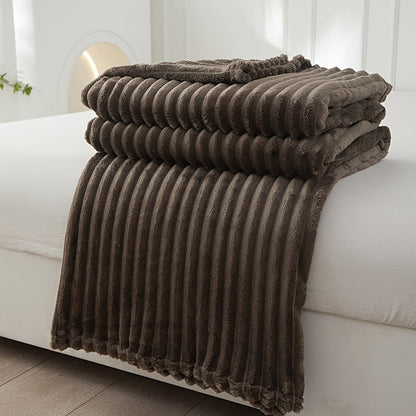 Soft Plush Throw Blanket with Woven Design