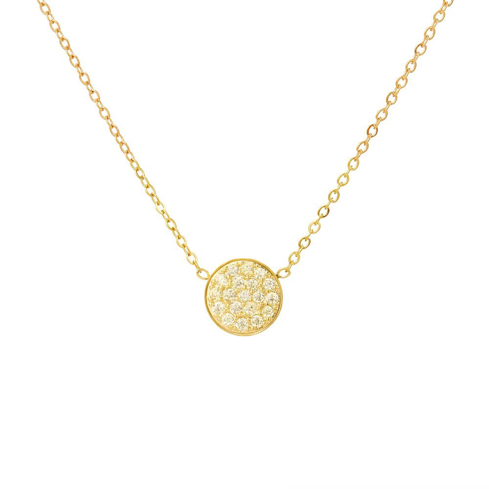 Sparkling Birthstone Circle Pendant Necklace