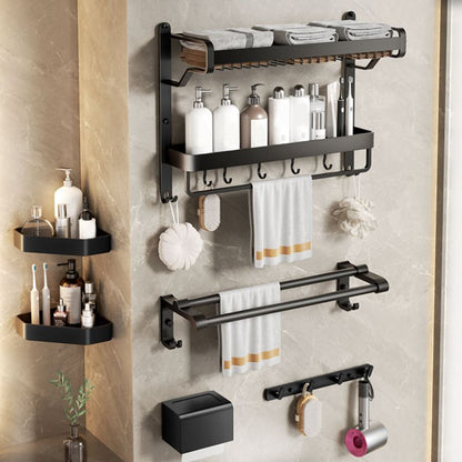 Modern Black Bathroom Storage Shelf Set