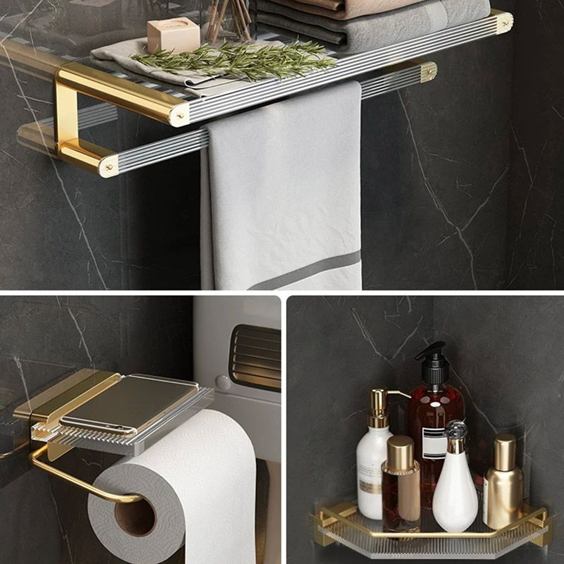 Gold Bathroom Storage Set with Towel Rack and Shelf