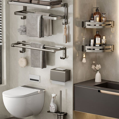 Stylish Chrome Bathroom Shelf Towel Rack Set - Luxicro