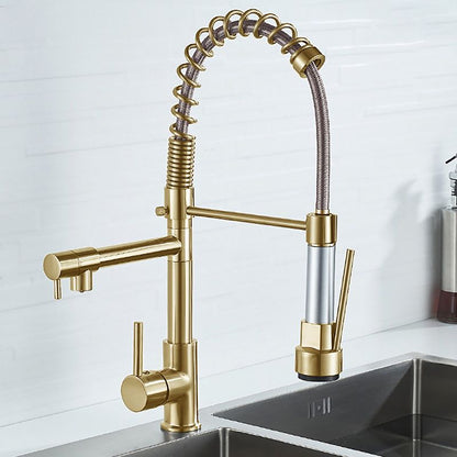 Premium 3-Function Brass Kitchen Sink Faucet Tap