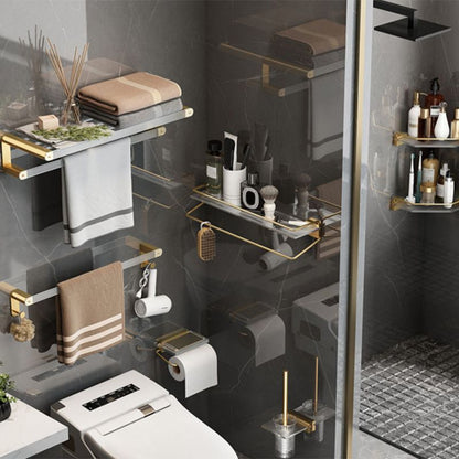 Gold Bathroom Storage Set with Towel Rack and Shelf