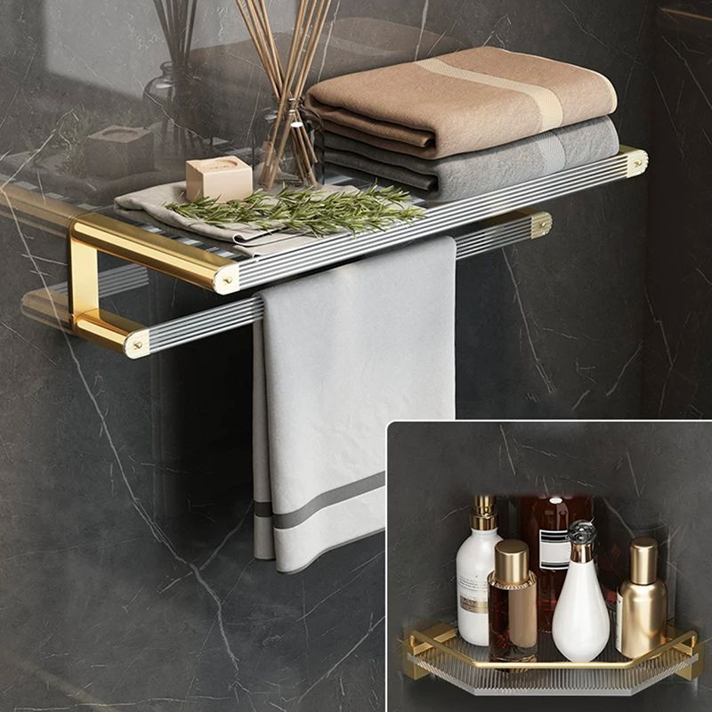 Gold Bathroom Storage Set with Towel Rack and Shelf