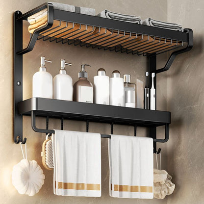 Modern Black Bathroom Storage Shelf Set