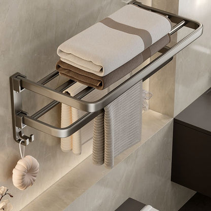 Stylish Chrome Bathroom Shelf Towel Rack Set